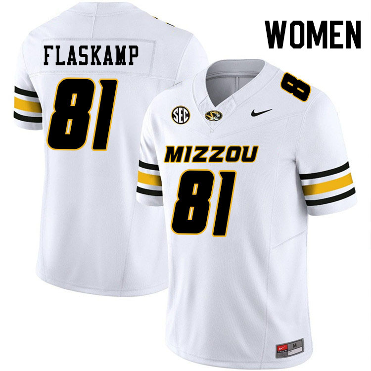 Women #81 Noah Flaskamp Missouri Tigers College Football Jerseys Stitched-White